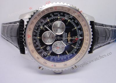 Breitling Navitimer Black Chronograph Black Leather Replica Watch